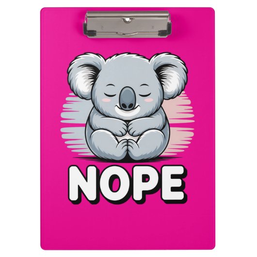 Cute Sleeping Koala “Nope” Funny Cartoon Klembord (Voorkant)