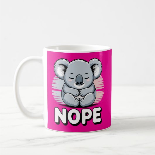 Cute Sleeping Koala “Nope” Funny Cartoon Koffiemok (Links)