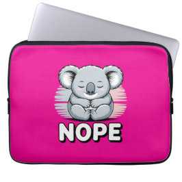 Cute Sleeping Koala “Nope” Funny Cartoon Laptop Sleeve