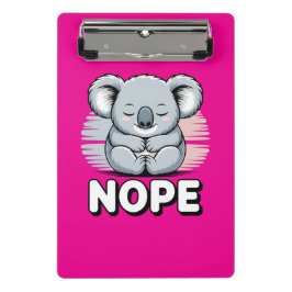 Cute Sleeping Koala “Nope” Funny Cartoon Mini Klembord