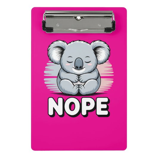 Cute Sleeping Koala “Nope” Funny Cartoon Mini Klembord (Voorkant)