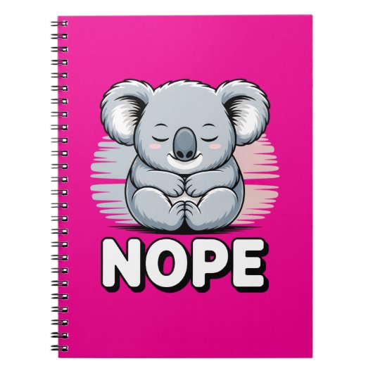 Cute Sleeping Koala “Nope” Funny Cartoon Notitieboek (Voorkant)