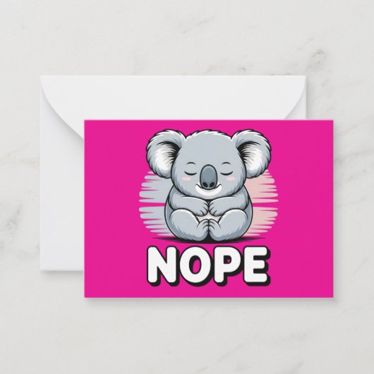 Cute Sleeping Koala “Nope” Funny Cartoon Notitiekaartje (Voorkant)
