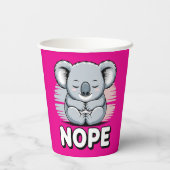 Cute Sleeping Koala “Nope” Funny Cartoon Papieren Bekers (Achterkant)