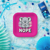 Cute Sleeping Koala “Nope” Funny Cartoon Papieren Bordje (Feest)