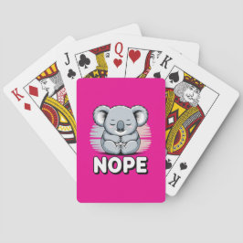 Cute Sleeping Koala “Nope” Funny Cartoon Pokerkaarten