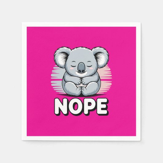 Cute Sleeping Koala “Nope” Funny Cartoon Servet (Voorkant)