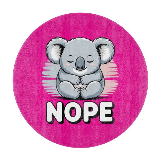 Cute Sleeping Koala “Nope” Funny Cartoon Snijplank (Voorkant)