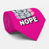 Cute Sleeping Koala “Nope” Funny Cartoon Stropdas (Opgerold)