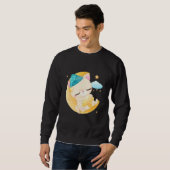 Cute Sleeping Moon Kitten Illustratie Trui (Voorkant volledig)