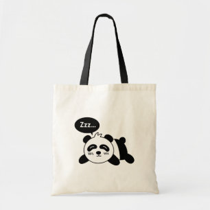 Cute Sleeping Panda Black and White Canvas tas