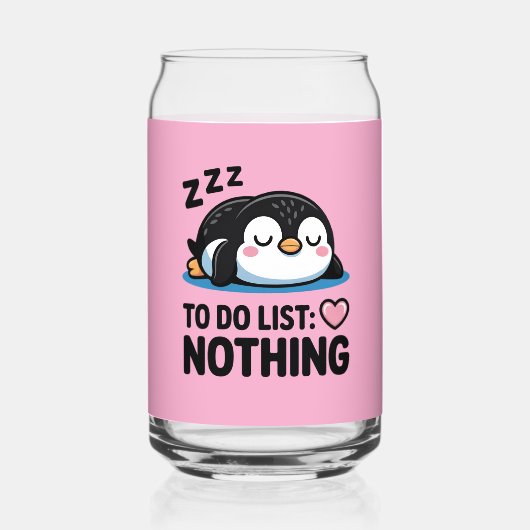 cute sleeping penguin, to do list nothing blikvorm glas (Achterkant)