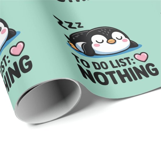 cute sleeping penguin, to do list nothing cadeaupapier (Rol Hoek)