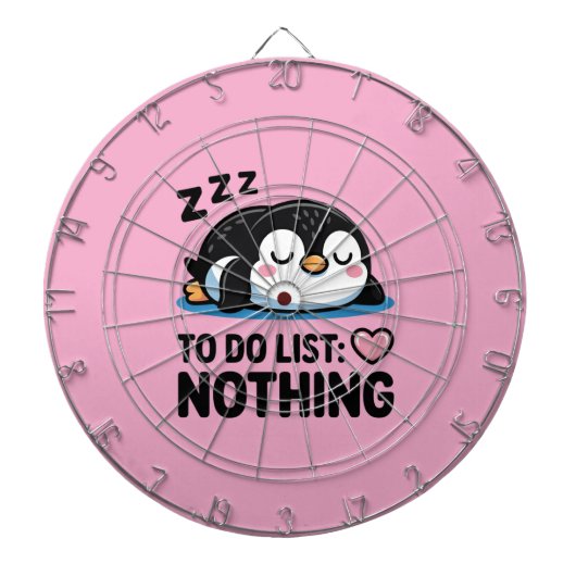 cute sleeping penguin, to do list nothing dartbord (Voorkant)