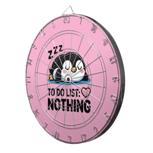 cute sleeping penguin, to do list nothing dartbord (Voorkant Rechts)