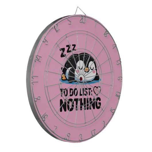 cute sleeping penguin, to do list nothing dartbord (Voorkant Links)