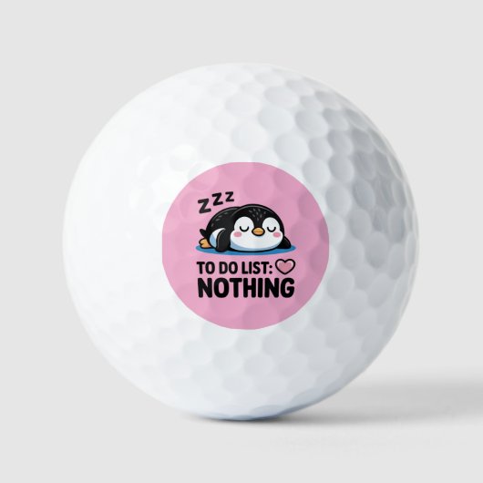 cute sleeping penguin, to do list nothing golfballen (Voorkant)