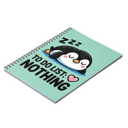 cute sleeping penguin, to do list nothing notitieboek (Linkerzijde)