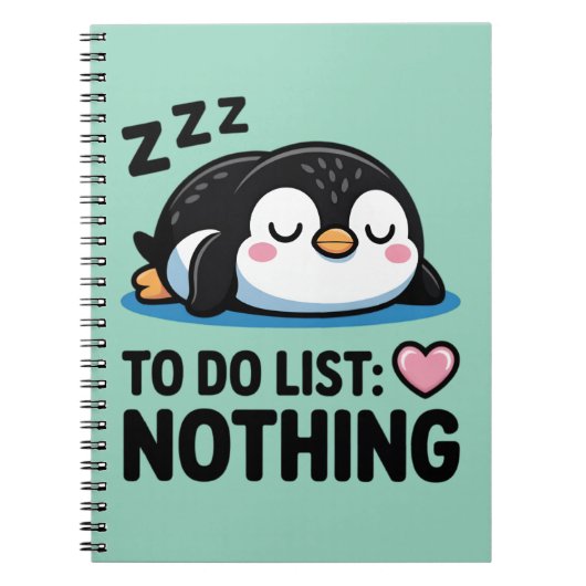 cute sleeping penguin, to do list nothing notitieboek (Voorkant)