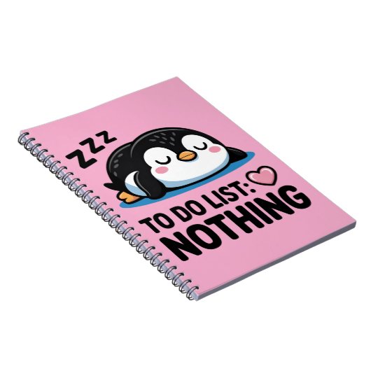 cute sleeping penguin, to do list nothing notitieboek (Rechterzijde)