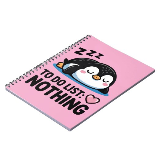 cute sleeping penguin, to do list nothing notitieboek (Linkerzijde)
