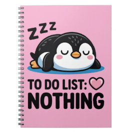 cute sleeping penguin, to do list nothing notitieboek