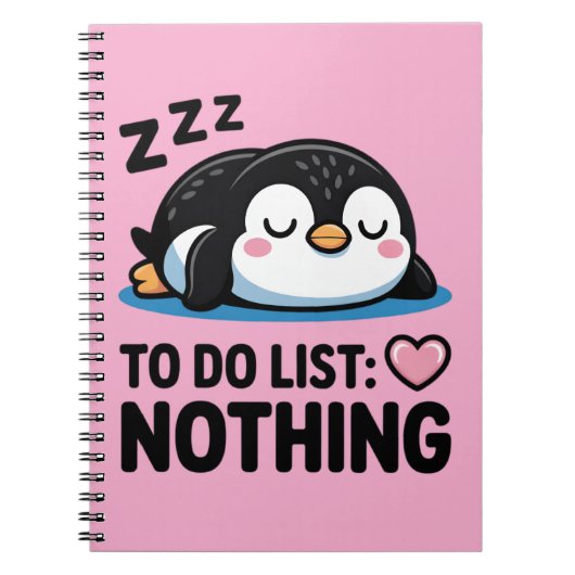 cute sleeping penguin, to do list nothing notitieboek (Voorkant)