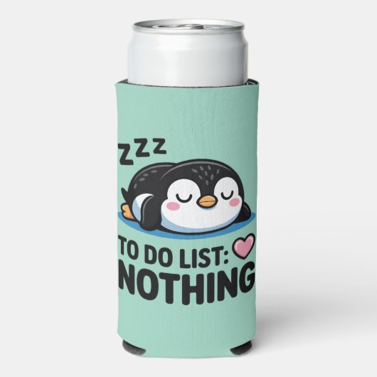 cute sleeping penguin, to do list nothing seltzer blikjeskoeler (Seltzer Achterkant)