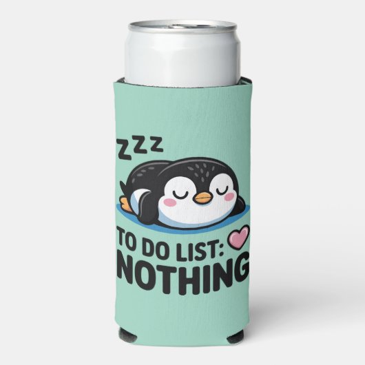 cute sleeping penguin, to do list nothing seltzer blikjeskoeler (Seltzer Voorkant)