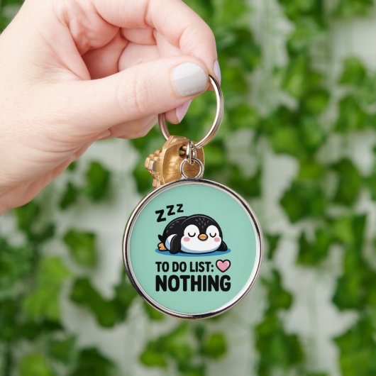 cute sleeping penguin, to do list nothing sleutelhanger (Hand)