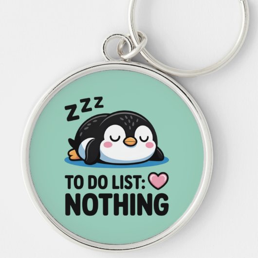 cute sleeping penguin, to do list nothing sleutelhanger (Voorkant)