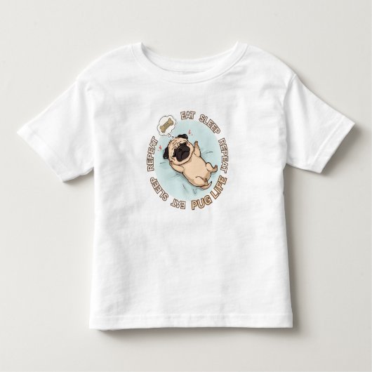 Cute Sleeping Pug Baby Shirt | Eat Sleep Repeat (Voorkant)