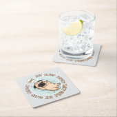 Cute Sleeping Pug Paper Coaster | Eat Sleep Repeat Kartonnen Onderzetters (Insitu)