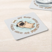 Cute Sleeping Pug Paper Coaster | Eat Sleep Repeat Kartonnen Onderzetters (Schuin)