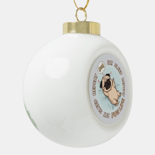 Cute Sleeping Pug Snowflake Ornament |  (Links)