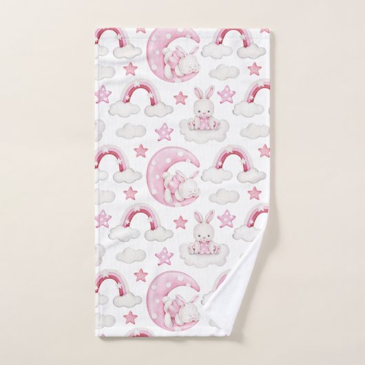 Cute Sleeping Rabbit Bunny on Cloud Bedtime Bad Handdoek (Handdoek)
