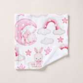 Cute Sleeping Rabbit Bunny on Cloud Bedtime Bad Handdoek (Wasdoekje)