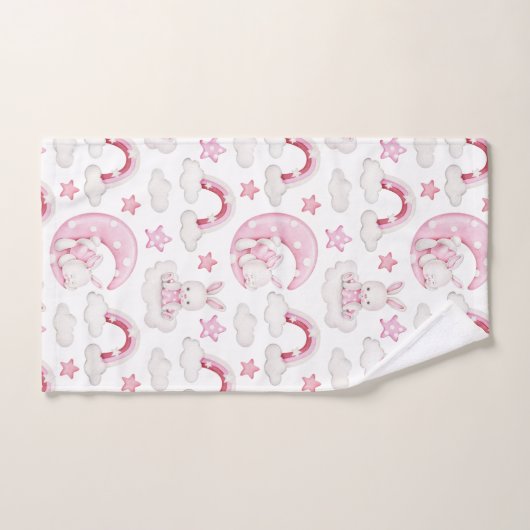 Cute Sleeping Rabbit Bunny on Cloud Bedtime Bad Handdoek (Handdoek)