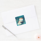 Cute Sleeping Sea Otter Underwater with Bubbles Vierkante Sticker (Envelop)