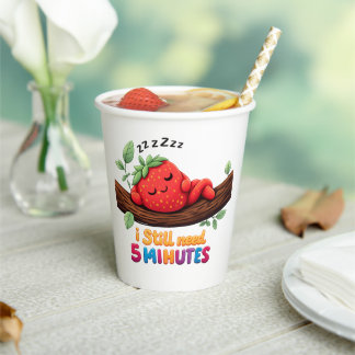 Cute Sleeping Strawberry – 8oz Paper Cup Papieren Bekers