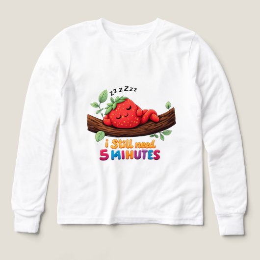 Cute Sleeping Strawberry Girls’ Long Sleev tshirt (Voorkant)