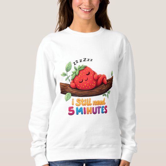 Cute Sleeping Strawberry – Women’s Crewneck Sweats Trui (Voorkant)