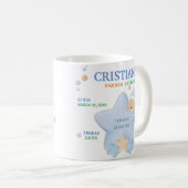 Cute Sleeping Teddy Bear Baby Boy Birth Stats Coff Koffiemok (Voorkant rechts)