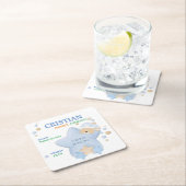 Cute Sleeping Teddy Bear Baby Boy Birth Stats Kartonnen Onderzetters (Insitu)