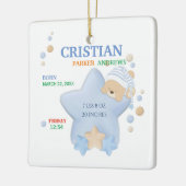 Cute Sleeping Teddy Bear Baby Boy Birth Stats Keramisch Ornament (Links)