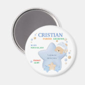 Cute Sleeping Teddy Bear Baby Boy Birth Stats Magn Magneet (Voorkant / Achterkant)
