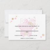 Cute Sleeping Teddy Bear Baby Girl Shower RSVP (Achterkant)
