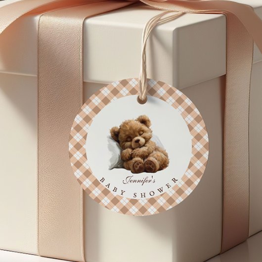 Cute Sleeping Teddy Bear Baby shower Bedankjes Labels