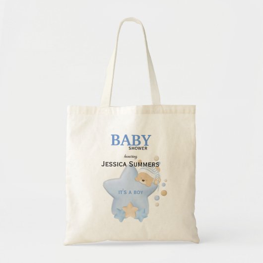 Cute Sleeping Teddy Bear Baby shower Canvas tas (Voorkant)