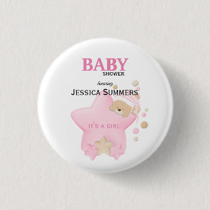 Cute Sleeping Teddy Bear Baby shower Ronde Button 3,2 Cm